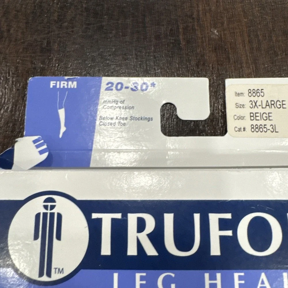 Truform 20-30 Below Knee Compression Stockings‎ Closed Toe Beige 3XL NIB